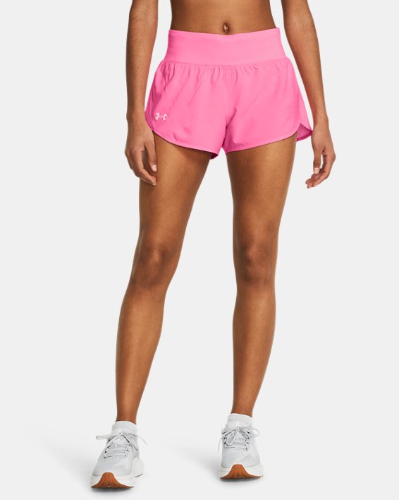 Women's UA Fly-By Elite 3" Shorts, Pink, pdpMainDesktop image number 0